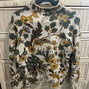 Anthropologie Floral Patterned Mockneck Sweater